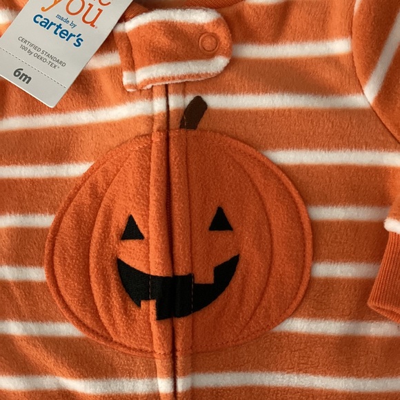 Carters Just one you Orange and Black Onesie Pajamas. Infant 6 month. - Picture 3 of 5